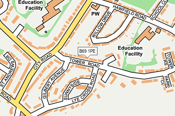 B69 1PE map - OS OpenMap – Local (Ordnance Survey)