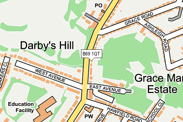 B69 1QT map - OS OpenMap – Local (Ordnance Survey)