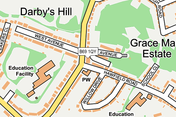 B69 1QY map - OS OpenMap – Local (Ordnance Survey)