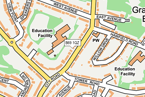 B69 1QZ map - OS OpenMap – Local (Ordnance Survey)