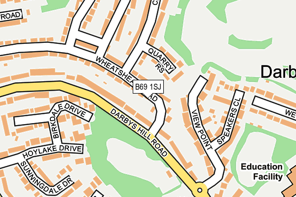 B69 1SJ map - OS OpenMap – Local (Ordnance Survey)