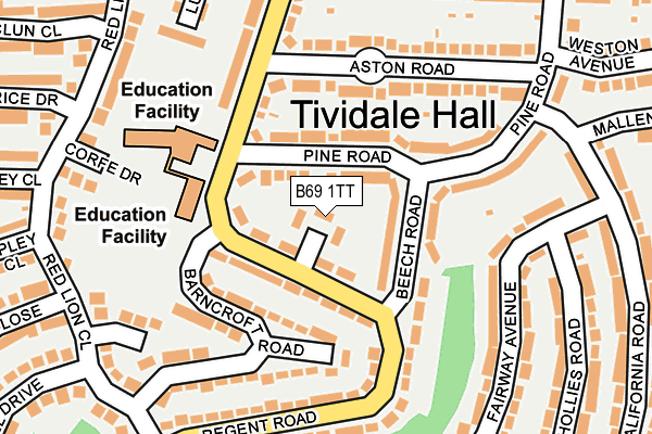 B69 1TT map - OS OpenMap – Local (Ordnance Survey)