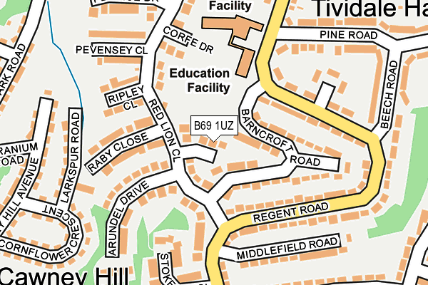 B69 1UZ map - OS OpenMap – Local (Ordnance Survey)