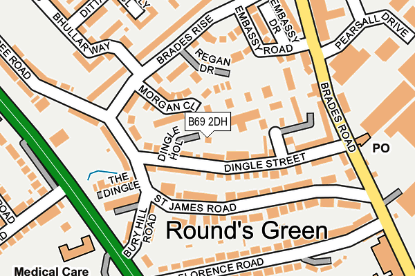 B69 2DH map - OS OpenMap – Local (Ordnance Survey)