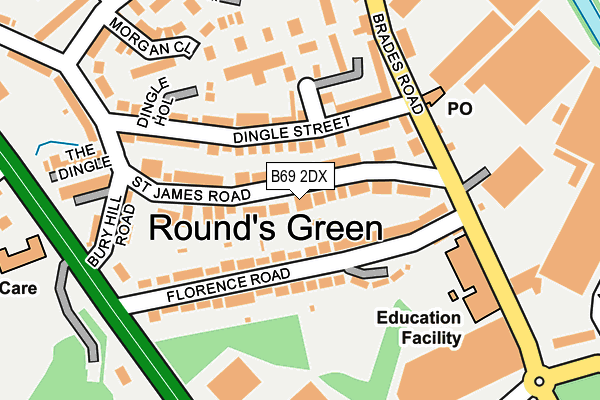 B69 2DX map - OS OpenMap – Local (Ordnance Survey)