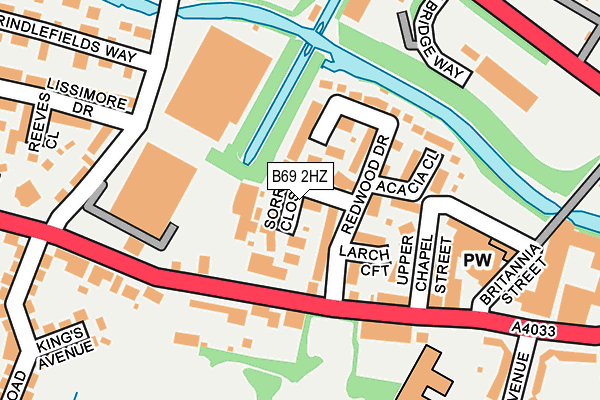 B69 2HZ map - OS OpenMap – Local (Ordnance Survey)