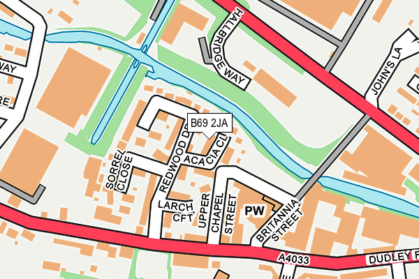 B69 2JA map - OS OpenMap – Local (Ordnance Survey)