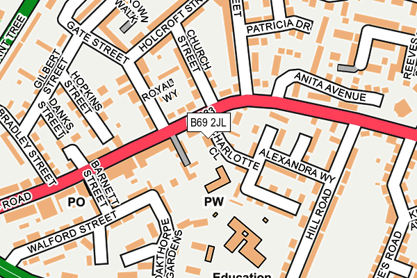 B69 2JL map - OS OpenMap – Local (Ordnance Survey)