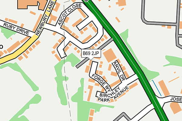B69 2JP map - OS OpenMap – Local (Ordnance Survey)