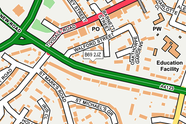 B69 2JZ map - OS OpenMap – Local (Ordnance Survey)