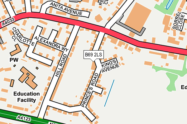 B69 2LS map - OS OpenMap – Local (Ordnance Survey)