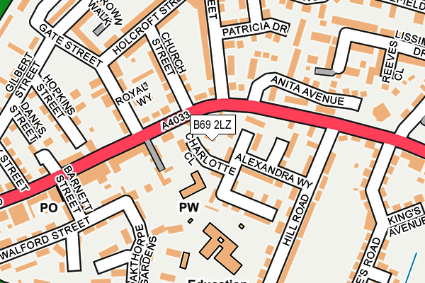 B69 2LZ map - OS OpenMap – Local (Ordnance Survey)