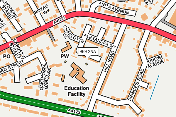 B69 2NA map - OS OpenMap – Local (Ordnance Survey)