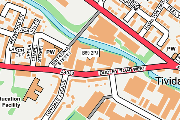 B69 2PJ map - OS OpenMap – Local (Ordnance Survey)