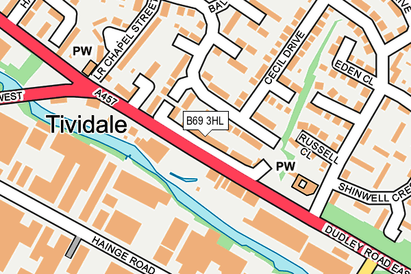 B69 3HL map - OS OpenMap – Local (Ordnance Survey)