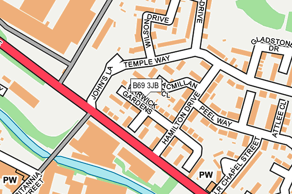 B69 3JB map - OS OpenMap – Local (Ordnance Survey)
