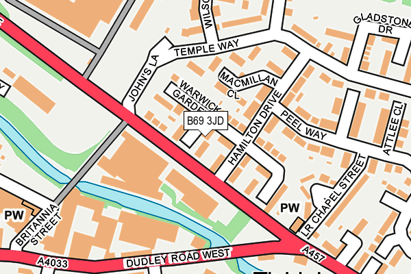 B69 3JD map - OS OpenMap – Local (Ordnance Survey)