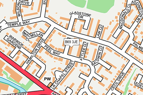 B69 3JE map - OS OpenMap – Local (Ordnance Survey)