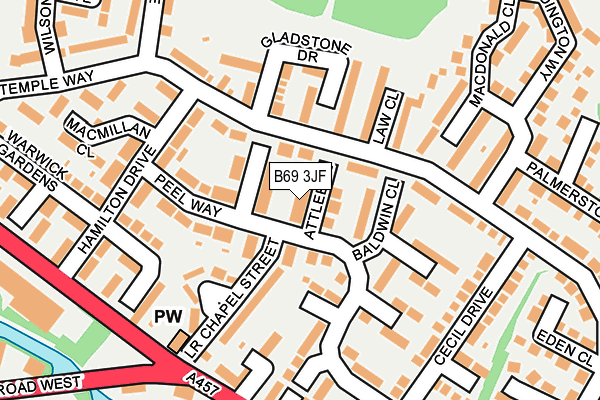 B69 3JF map - OS OpenMap – Local (Ordnance Survey)