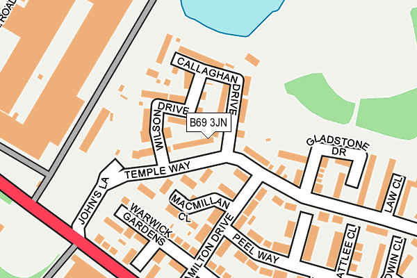 B69 3JN map - OS OpenMap – Local (Ordnance Survey)