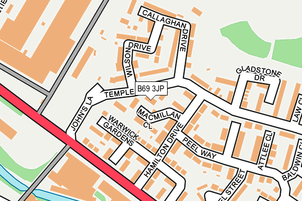 B69 3JP map - OS OpenMap – Local (Ordnance Survey)