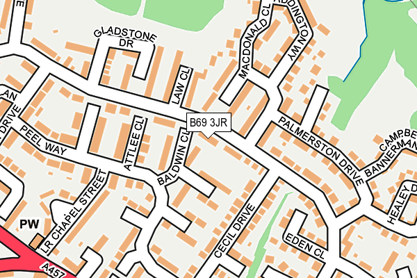 B69 3JR map - OS OpenMap – Local (Ordnance Survey)
