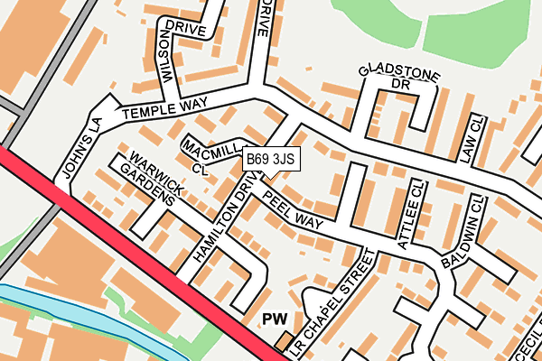 B69 3JS map - OS OpenMap – Local (Ordnance Survey)