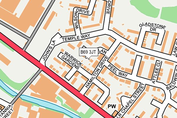 B69 3JT map - OS OpenMap – Local (Ordnance Survey)