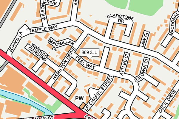 B69 3JU map - OS OpenMap – Local (Ordnance Survey)