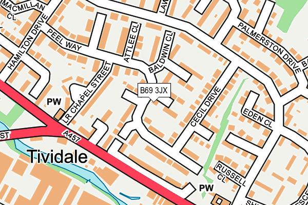 B69 3JX map - OS OpenMap – Local (Ordnance Survey)