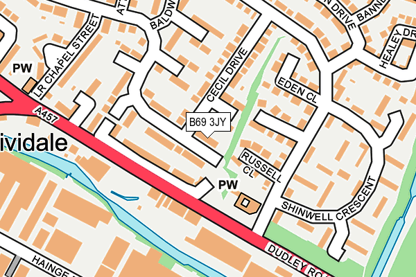 B69 3JY map - OS OpenMap – Local (Ordnance Survey)