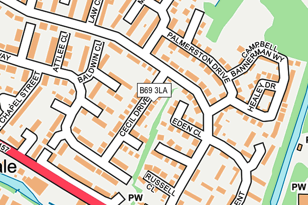 B69 3LA map - OS OpenMap – Local (Ordnance Survey)