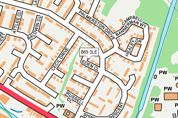 B69 3LE map - OS OpenMap – Local (Ordnance Survey)