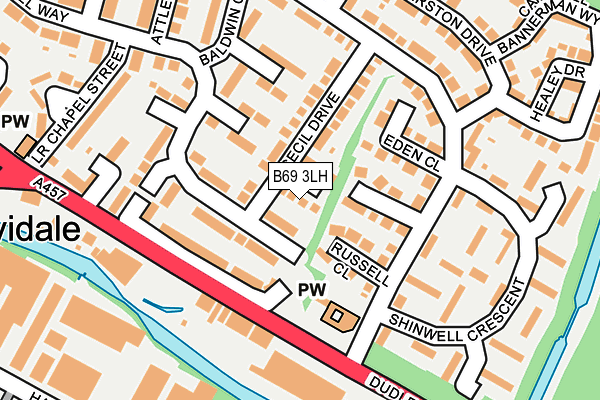B69 3LH map - OS OpenMap – Local (Ordnance Survey)