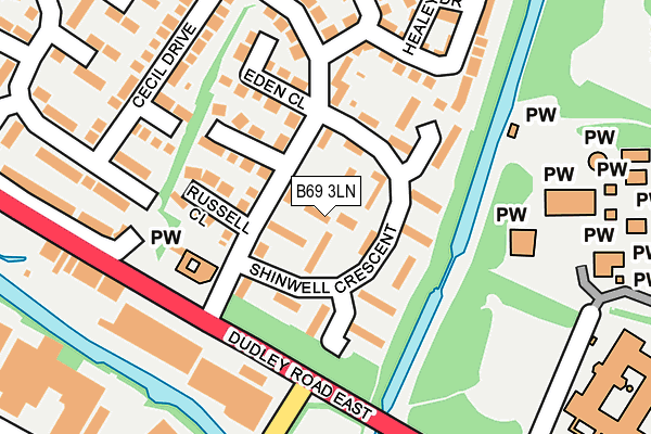 B69 3LN map - OS OpenMap – Local (Ordnance Survey)