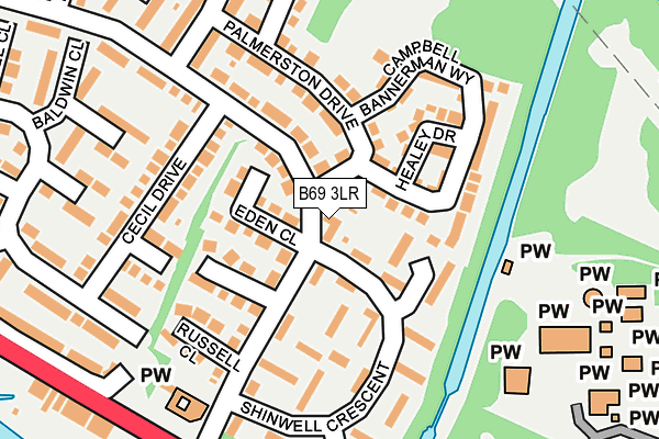 B69 3LR map - OS OpenMap – Local (Ordnance Survey)