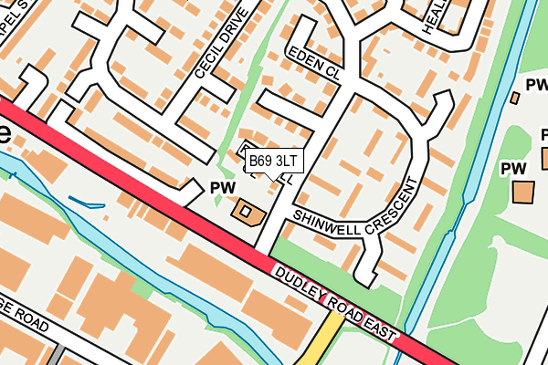 B69 3LT map - OS OpenMap – Local (Ordnance Survey)