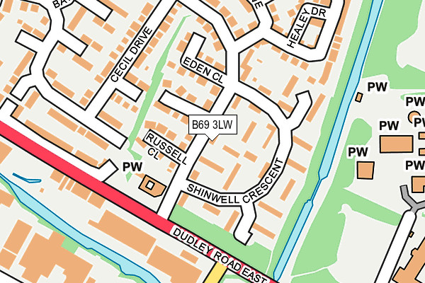 B69 3LW map - OS OpenMap – Local (Ordnance Survey)