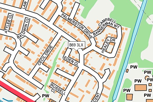 B69 3LX map - OS OpenMap – Local (Ordnance Survey)