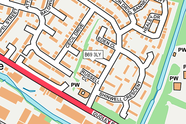 B69 3LY map - OS OpenMap – Local (Ordnance Survey)