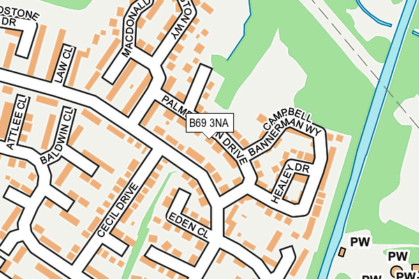 B69 3NA map - OS OpenMap – Local (Ordnance Survey)