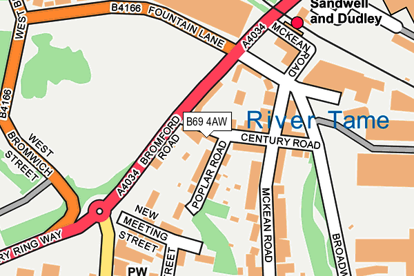 B69 4AW map - OS OpenMap – Local (Ordnance Survey)