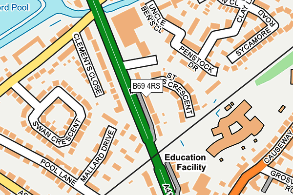 B69 4RS map - OS OpenMap – Local (Ordnance Survey)
