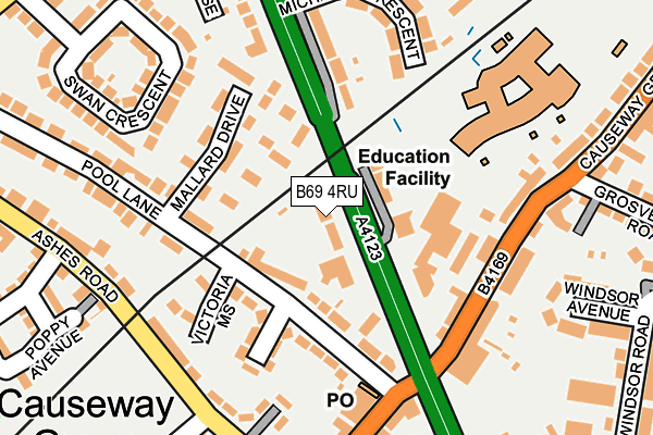 B69 4RU map - OS OpenMap – Local (Ordnance Survey)