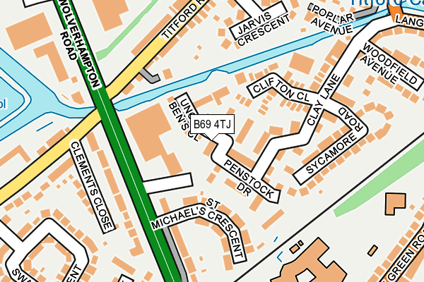 B69 4TJ map - OS OpenMap – Local (Ordnance Survey)