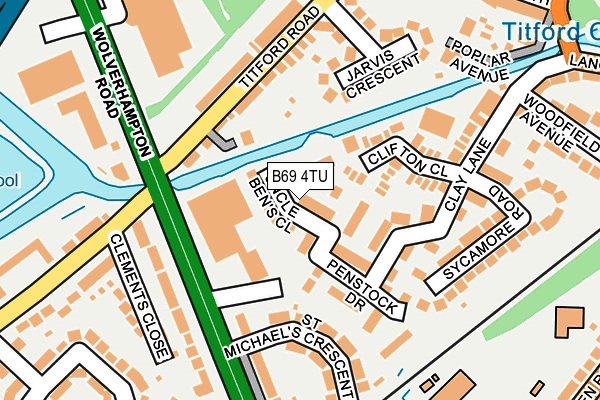 B69 4TU map - OS OpenMap – Local (Ordnance Survey)