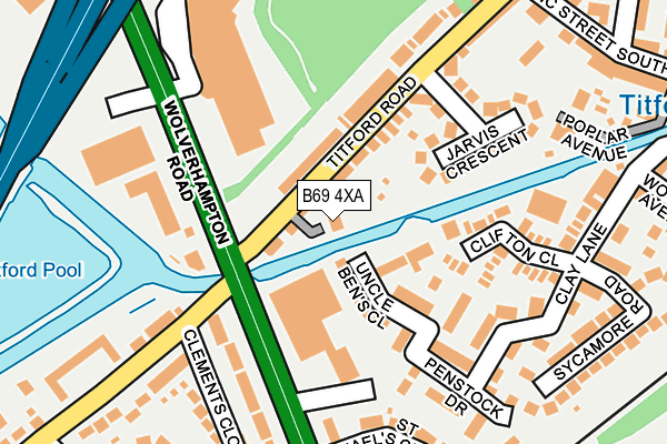 B69 4XA map - OS OpenMap – Local (Ordnance Survey)