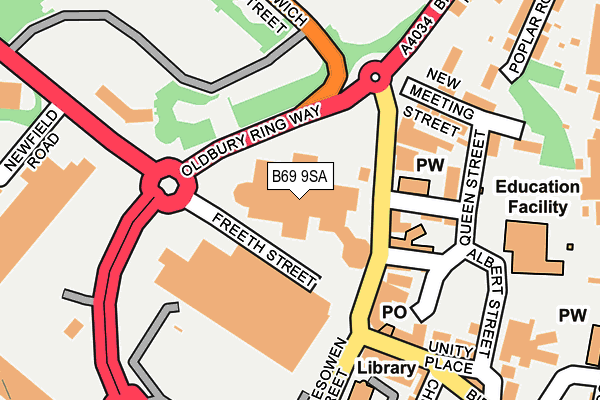 B69 9SA map - OS OpenMap – Local (Ordnance Survey)