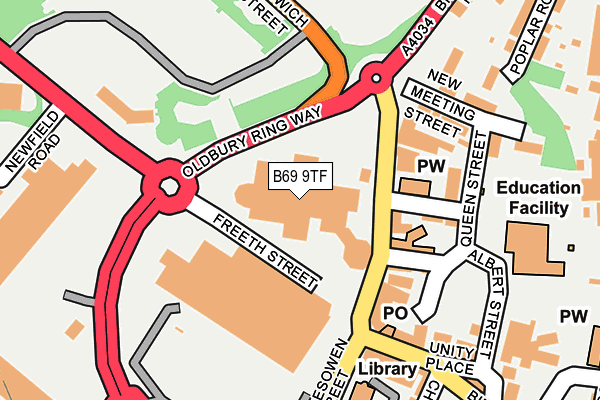 B69 9TF map - OS OpenMap – Local (Ordnance Survey)