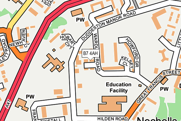 B7 4AH map - OS OpenMap – Local (Ordnance Survey)